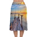 Sunset Lake Beautiful Nature Velvet Flared Midi Skirt View2