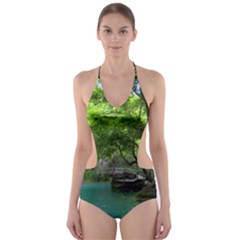 Backgrounds List Of Lake Background Beautiful Waterfalls Nature Cut-out One Piece Swimsuit by Modern2018