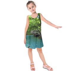 Backgrounds List Of Lake Background Beautiful Waterfalls Nature Kids  Sleeveless Dress by Modern2018