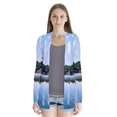 Beautiful Pagoda On Lake Nature Wallpaper Drape Collar Cardigan by Modern2018