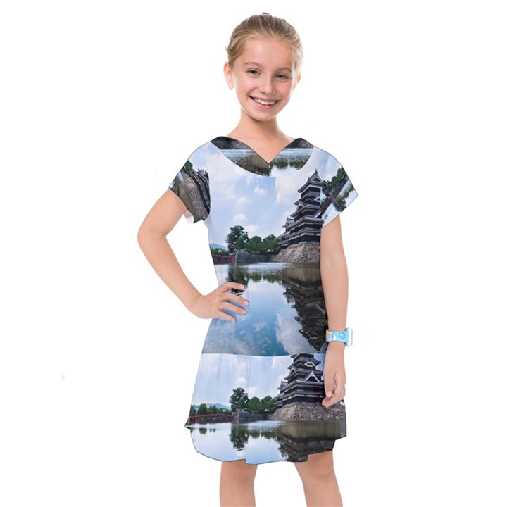 Beautiful Pagoda On Lake Nature Wallpaper Kids  Drop Waist Dress