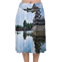 Beautiful Pagoda On Lake Nature Wallpaper Velvet Flared Midi Skirt View1