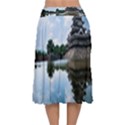 Beautiful Pagoda On Lake Nature Wallpaper Velvet Flared Midi Skirt View2