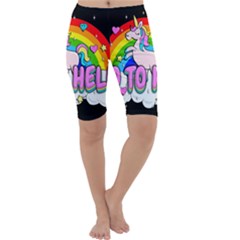 Go To Hell - Unicorn Cropped Leggings  by Valentinaart