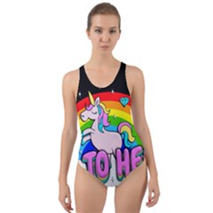 Go To Hell - Unicorn Cut-out Back One Piece Swimsuit by Valentinaart