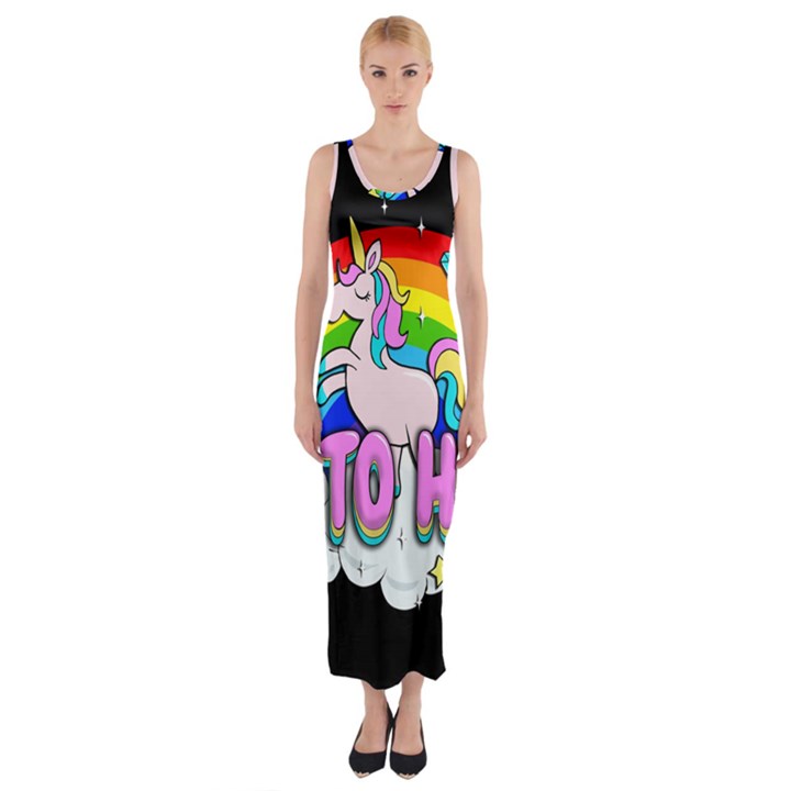 Go to Hell - Unicorn Fitted Maxi Dress