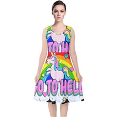 Go To Hell - Unicorn V-neck Midi Sleeveless Dress  by Valentinaart