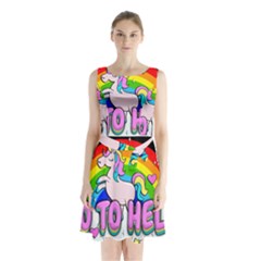 Go To Hell - Unicorn Sleeveless Waist Tie Chiffon Dress by Valentinaart