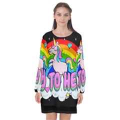 Go To Hell - Unicorn Long Sleeve Chiffon Shift Dress  by Valentinaart