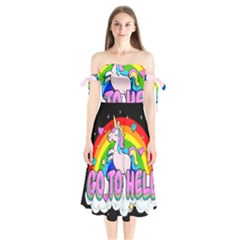 Go To Hell - Unicorn Shoulder Tie Bardot Midi Dress