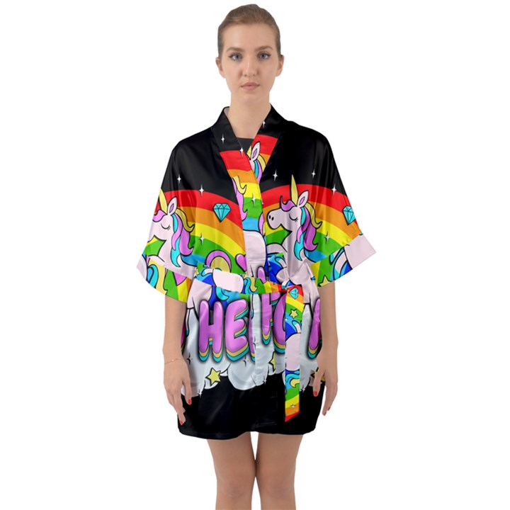 Go to Hell - Unicorn Quarter Sleeve Kimono Robe