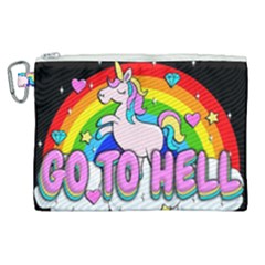 Go To Hell - Unicorn Canvas Cosmetic Bag (xl) by Valentinaart