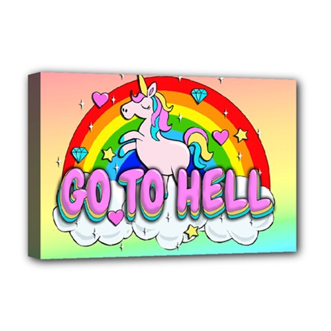 Go To Hell - Unicorn Deluxe Canvas 18  X 12   by Valentinaart