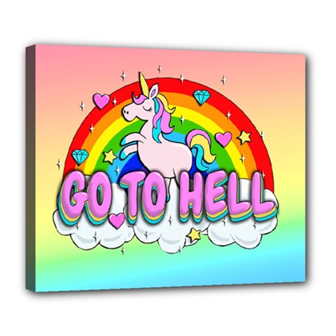 Go To Hell - Unicorn Deluxe Canvas 24  X 20   by Valentinaart