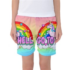 Go To Hell - Unicorn Women s Basketball Shorts by Valentinaart