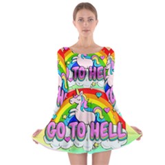 Go To Hell - Unicorn Long Sleeve Skater Dress by Valentinaart