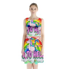 Go To Hell - Unicorn Sleeveless Waist Tie Chiffon Dress by Valentinaart