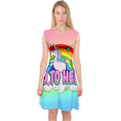 Go To Hell - Unicorn Capsleeve Midi Dress by Valentinaart