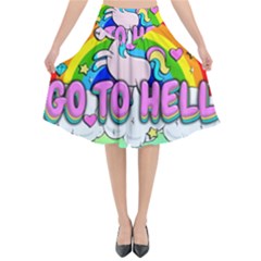 Go To Hell - Unicorn Flared Midi Skirt by Valentinaart