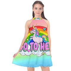 Go To Hell - Unicorn Halter Neckline Chiffon Dress  by Valentinaart