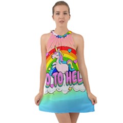 Go To Hell - Unicorn Halter Tie Back Chiffon Dress by Valentinaart