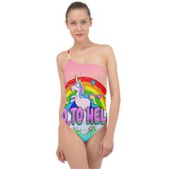 Go To Hell - Unicorn Classic One Shoulder Swimsuit by Valentinaart