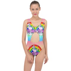 Go To Hell - Unicorn Center Cut Out Swimsuit by Valentinaart