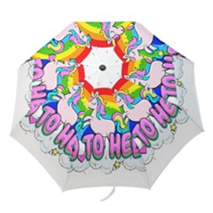 Go To Hell - Unicorn Folding Umbrellas by Valentinaart