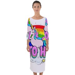 Go To Hell - Unicorn Quarter Sleeve Midi Bodycon Dress by Valentinaart