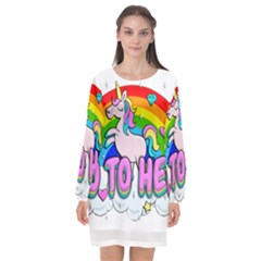 Go To Hell - Unicorn Long Sleeve Chiffon Shift Dress  by Valentinaart