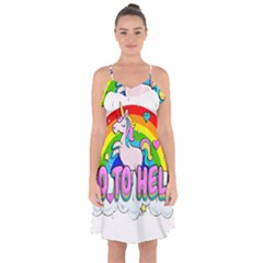 Go To Hell - Unicorn Ruffle Detail Chiffon Dress by Valentinaart