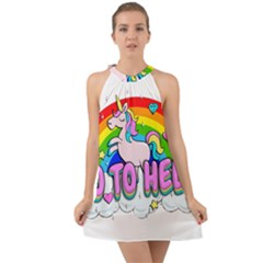 Go To Hell - Unicorn Halter Tie Back Chiffon Dress by Valentinaart