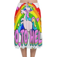 Go To Hell - Unicorn Velvet Flared Midi Skirt by Valentinaart