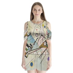 Composition 8 - Vasily Kandinsky Shoulder Cutout Velvet One Piece