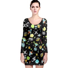 Space Pattern Long Sleeve Bodycon Dress by Valentinaart