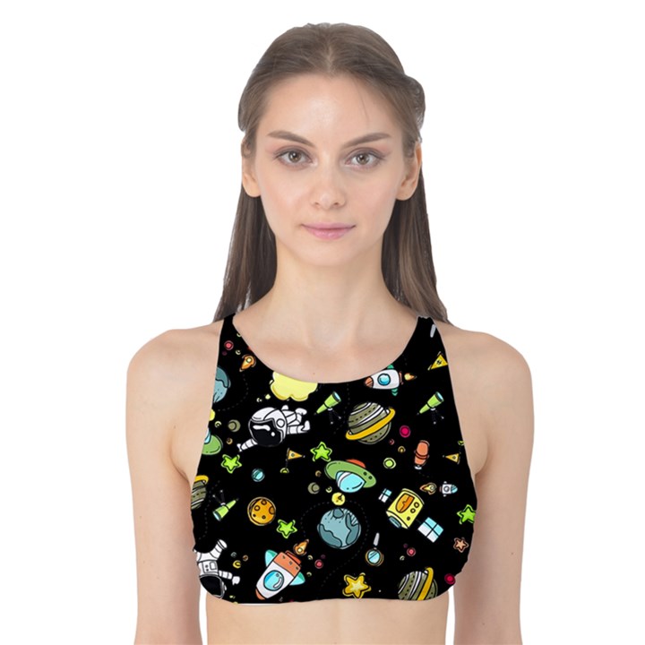 Space Pattern Tank Bikini Top