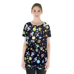 Space Pattern Skirt Hem Sports Top by Valentinaart