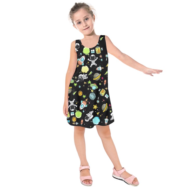 Space Pattern Kids  Sleeveless Dress