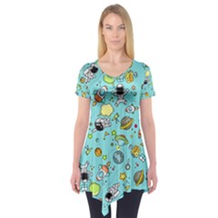 Space Pattern Short Sleeve Tunic  by Valentinaart