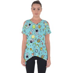 Space Pattern Cut Out Side Drop Tee by Valentinaart