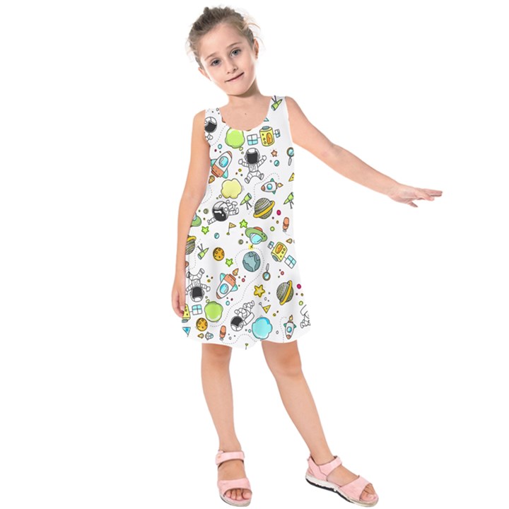 Space Pattern Kids  Sleeveless Dress