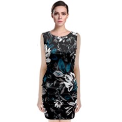 Floral Pattern Sleeveless Velvet Midi Dress