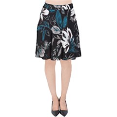 Floral Pattern Velvet High Waist Skirt by Valentinaart