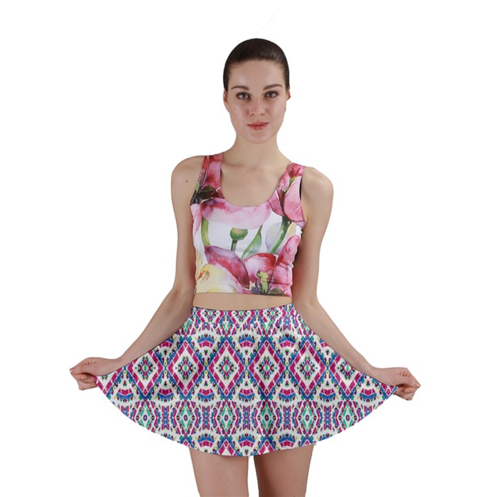 Colorful Folk Pattern Mini Skirt