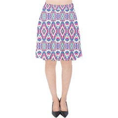 Colorful Folk Pattern Velvet High Waist Skirt by dflcprints