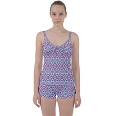 Colorful Folk Pattern Tie Front Two Piece Tankini by dflcprints