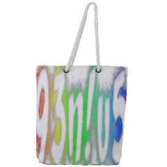 Genius Funny Typography Bright Rainbow Colors Full Print Rope Handle Tote (large) by yoursparklingshop