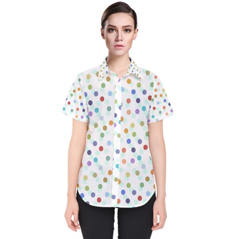 Dotted Pattern Background Brown Women s Short Sleeve Shirt by Modern2018