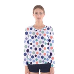 Dotted Pattern Background Blue Women s Long Sleeve Tee