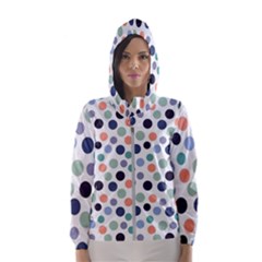 Dotted Pattern Background Blue Hooded Wind Breaker (women) by Modern2018